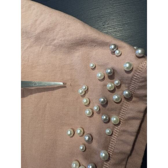 Anthropologie Mustard Seed Two Piece Set Pearl Beading S Crop Top / M Shorts - Picture 15 of 16